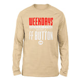 Weekdays Should Come With A Ff Button Men/Unisex Drop Shoulder Sweatshirt in Heather Sand Dune color