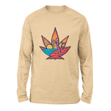 Cannabis Leaf Beach Men/Unisex Drop Shoulder Sweatshirt in Heather Sand Dune color