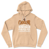 Chocolate Doesn't Ask Silly Questions, Chocolate Undestands Hoodie in Heather Sand Dune color