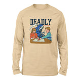 Deadly Games Men/Unisex Drop Shoulder Sweatshirt in Heather Sand Dune color