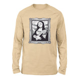 Gothic Monalisa Men/Unisex Drop Shoulder Sweatshirt in Heather Sand Dune color