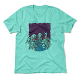 Poker Dogs Men/Unisex T-Shirt in Heather Sea Green color