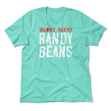 Secret Agent Randy Beans Men/Unisex T-Shirt in Heather Sea Green color