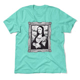 Gothic Monalisa Men/Unisex T-Shirt in Heather Sea Green color