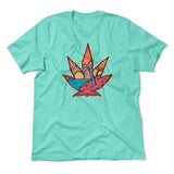 Cannabis Leaf Beach Men/Unisex T-Shirt in Heather Sea Green color