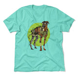Cyber Greyhound Dog Men/Unisex T-Shirt in Heather Sea Green color