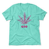 420 Hemp Leaf Men/Unisex T-Shirt in Heather Sea Green color