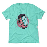 Phone Face Hugger Men/Unisex T-Shirt in Heather Sea Green color