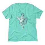 Statue Of Liberty Marilyn Monroe Men/Unisex T-Shirt in Heather Sea Green color