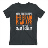 May Be If We Tell People The Brain Is An App, They'll Start Using It Womens T-Shirt in Heavy Metal color