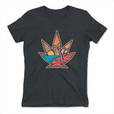 Cannabis Leaf Beach Womens T-Shirt in Heavy Metal color
