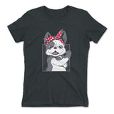 French Bulldog Womens T-Shirt in Heavy Metal color
