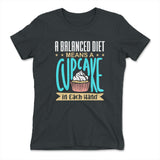 Cupcake - A Balanced Diet Womens T-Shirt in Heavy Metal color