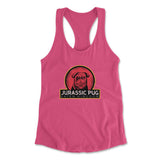 Jurassic Pug Womens Racerback Tank in Hot Pink color