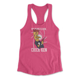 Chicken Spy Womens Racerback Tank in Hot Pink color