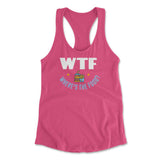 WTF - Where's The Food Womens Racerback Tank in Hot Pink color
