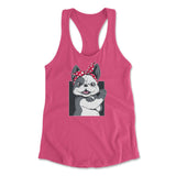 French Bulldog Womens Racerback Tank in Hot Pink color