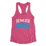 Heimlich Manure Womens Racerback Tank in Hot Pink color