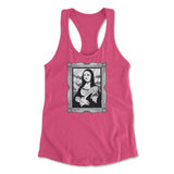 Gothic Monalisa Womens Racerback Tank in Hot Pink color
