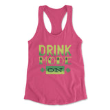 Drink Mode On Womens Racerback Tank in Hot Pink color