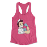 Strong Nurse Womens Racerback Tank in Hot Pink color