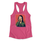 Scream Painting Monalisa Womens Racerback Tank in Hot Pink color