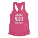 Think Outside, No Box Required Womens Racerback Tank in Hot Pink color