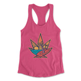 Cannabis Leaf Beach Womens Racerback Tank in Hot Pink color