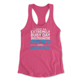 I Had An Extremely Busy Day Converting Oxygen To Carbon Dioxide Womens Racerback Tank in Hot Pink color