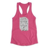 Debt Atlas Womens Racerback Tank in Hot Pink color