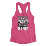 Robo Head Womens Racerback Tank in Hot Pink color
