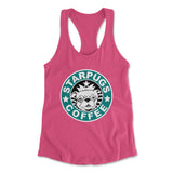 Starpugs Coffee Womens Racerback Tank in Hot Pink color
