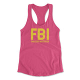 FBI - Female Body Investigator Womens Racerback Tank in Hot Pink color