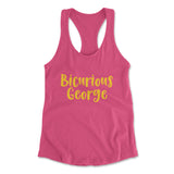 Bicurious George Womens Racerback Tank in Hot Pink color