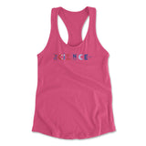Science Lettering Womens Racerback Tank in Hot Pink color