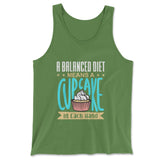 A Balanced Diet Means, A Cake In Each Hand Men/Unisex Tank in Leaf color