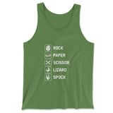 Rock Paper Scissor Lizard Spock Men/Unisex Tank in Leaf color