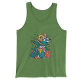 Raccoon Flying Aladdin Men/Unisex Tank in Leaf color