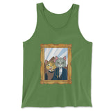 American Gothic Cats Men/Unisex Tank in Leaf color