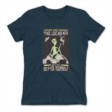 I Mostly Want Peace, Love And Weed Womens T-Shirt in Midnight Navy color