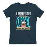 Cupcake - A Balanced Diet Womens T-Shirt in Midnight Navy color