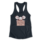 Willing To Undergo Scientific Research For Food Womens Racerback Tank in Midnight Navy color