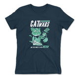 Cat Wars - May The Force Be With Meow Womens T-Shirt in Midnight Navy color