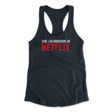 Sure, I Do Marathons On Netflix Womens Racerback Tank in Midnight Navy color