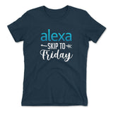 Alexa, Skip To Friday Womens T-Shirt in Midnight Navy color