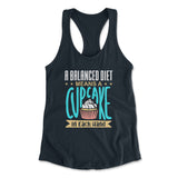 Cupcake - A Balanced Diet Womens Racerback Tank in Midnight Navy color