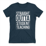 Straight Outta Student Teaching Womens T-Shirt in Midnight Navy color