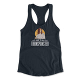 He's A Transponster Womens Racerback Tank in Midnight Navy color