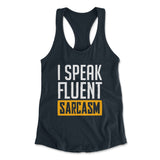 I Speak Fluent Sarcasm Womens Racerback Tank in Midnight Navy color