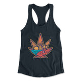 Cannabis Leaf Beach Womens Racerback Tank in Midnight Navy color